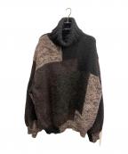 YOKEヨーク）の古着「OVERSIZED INTARSIA BLOCKING TURTLENECK SWEATER/インターシャ ブロッキング タートルネック セーター」｜ブラウン