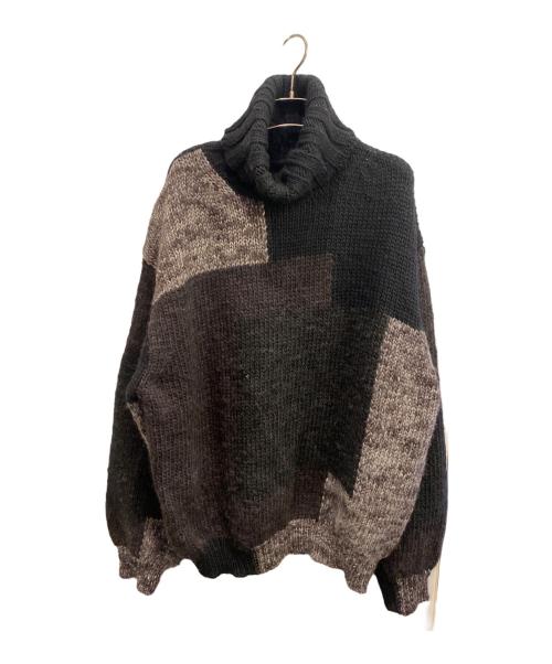 YOKE（ヨーク）YOKE (ヨーク) OVERSIZED INTARSIA BLOCKING TURTLENECK SWEATER/インターシャ ブロッキング タートルネック セーター ブラウン サイズ:2の古着・服飾アイテム