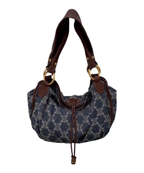 CELINE（セリーヌ）CELINE (セリーヌ) マカダム柄 デニムセミショルダーバッグ インディゴの古着・服飾アイテム
