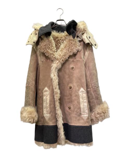 DOLCE & GABBANA（ドルチェ＆ガッバーナ）DOLCE & GABBANA (ドルチェ＆ガッバーナ) ラムスキンコート/ファー付ムートンコート ベージュ サイズ:46の古着・服飾アイテム