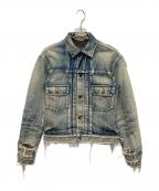 Saint Laurent Parisサンローランパリ）の古着「ダメージ加工デニムジャケット」｜インディゴ