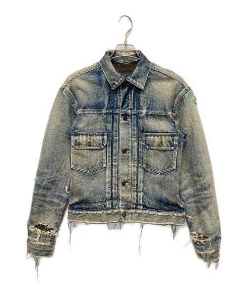 Saint Laurent Paris（サンローランパリ）Saint Laurent Paris (サンローランパリ) ダメージ加工デニムジャケット インディゴ サイズ:Sの古着・服飾アイテム