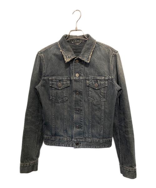 Saint Laurent Paris（サンローランパリ）Saint Laurent Paris (サンローランパリ) ダメージ加工デニムジャケット ブラック サイズ:XSの古着・服飾アイテム