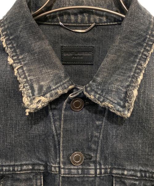 Saint Laurent Paris（サンローランパリ）Saint Laurent Paris (サンローランパリ) ダメージ加工デニムジャケット ブラック サイズ:XSの古着・服飾アイテム