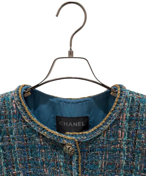 CHANEL（シャネル）CHANEL (シャネル) ツイードジャケット ブルー サイズ:36の古着・服飾アイテム