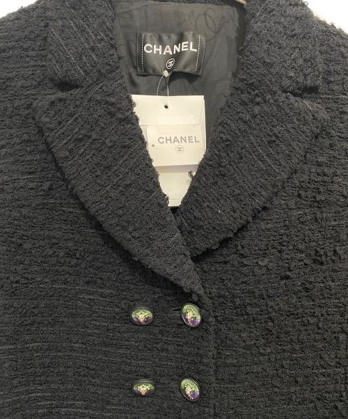 CHANEL（シャネル）CHANEL (シャネル) ライオンボタン ダブルブレスト ツイードジャケット ブラック サイズ:34の古着・服飾アイテム
