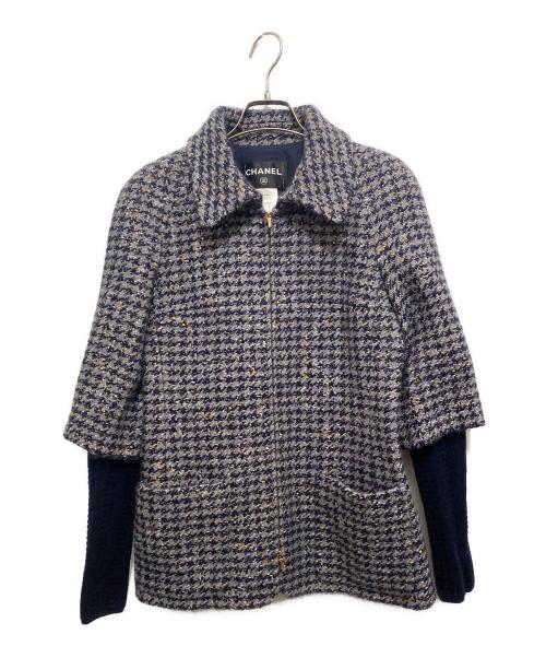 CHANEL（シャネル）CHANEL (シャネル) レイヤードジップジャケット グレー サイズ:36の古着・服飾アイテム