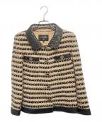 CHANELシャネル）の古着「Tweed Contrast Collar Jacket　ツイード コントラスト カラー ジャケット」｜ベージュ