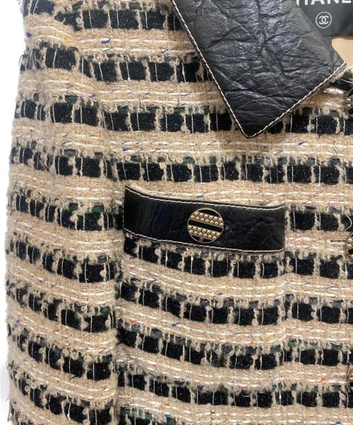 CHANEL（シャネル）CHANEL (シャネル) Tweed Contrast Collar Jacket　ツイード コントラスト カラー ジャケット ベージュ サイズ:36の古着・服飾アイテム