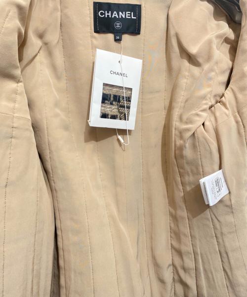 CHANEL（シャネル）CHANEL (シャネル) Tweed Contrast Collar Jacket　ツイード コントラスト カラー ジャケット ベージュ サイズ:36の古着・服飾アイテム