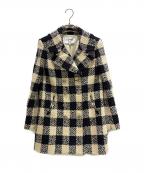 CHANELシャネル）の古着「チェックツイードダブルコート」｜アイボリー×ブラック