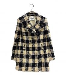 CHANEL（シャネル）の古着「チェックツイードダブルコート」｜アイボリー×ブラック