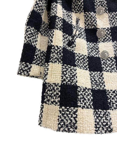 CHANEL（シャネル）CHANEL (シャネル) チェックツイードダブルコート アイボリー×ブラック サイズ:34の古着・服飾アイテム