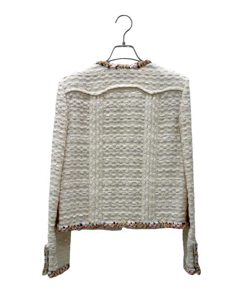 CHANEL（シャネル）CHANEL (シャネル) ココマークメダルボタン ノーカラーツイードジャケット アイボリー サイズ:38の古着・服飾アイテム