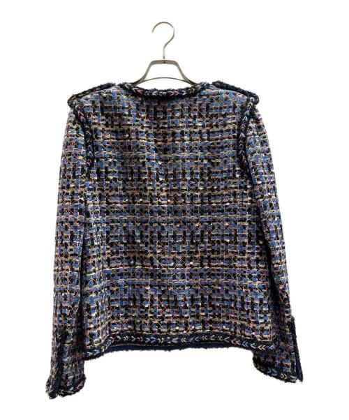 CHANEL（シャネル）CHANEL (シャネル) ココマークボタン ツイードショートジャケット ブルー サイズ:38の古着・服飾アイテム