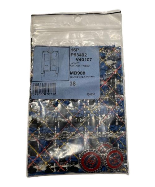 CHANEL（シャネル）CHANEL (シャネル) ココマークボタン ツイードショートジャケット ブルー サイズ:38の古着・服飾アイテム