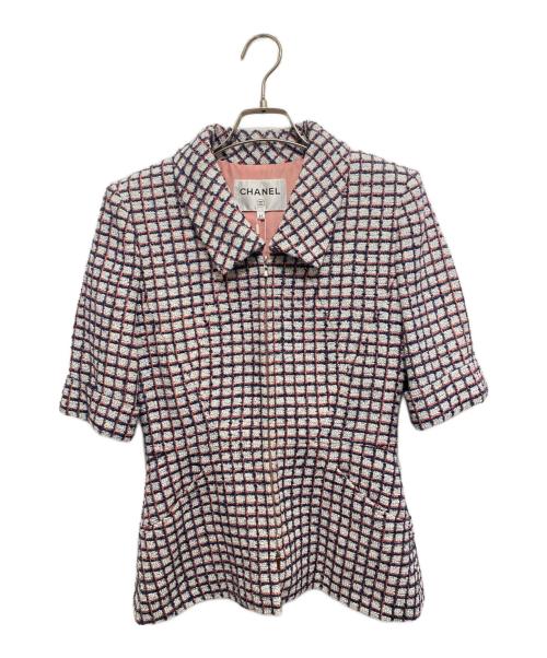 CHANEL（シャネル）CHANEL (シャネル) 半袖ツイードジャケット ピンク サイズ:34の古着・服飾アイテム