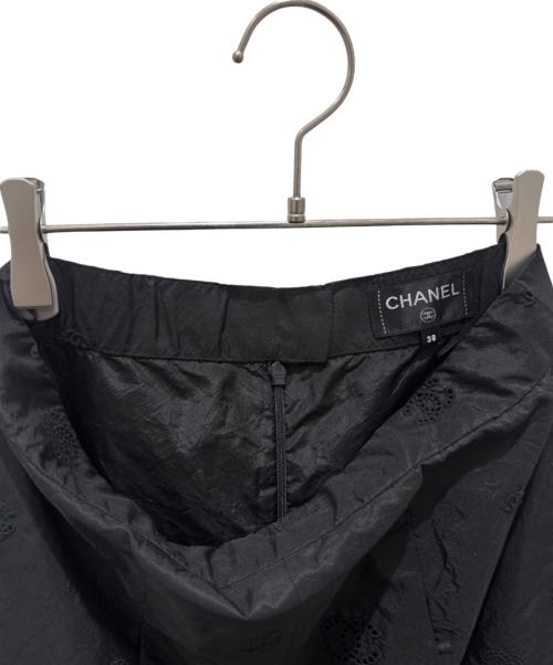 CHANEL（シャネル）CHANEL (シャネル) P60 ココマークミドル丈シルクスカート ブラック サイズ:38の古着・服飾アイテム
