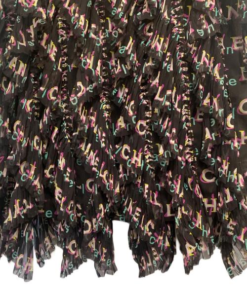 CHANEL（シャネル）CHANEL (シャネル) ロゴプリントスカート ブラック サイズ:38の古着・服飾アイテム