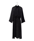 HERMESエルメス）の古着「長袖ドットワンピース」｜ブラック