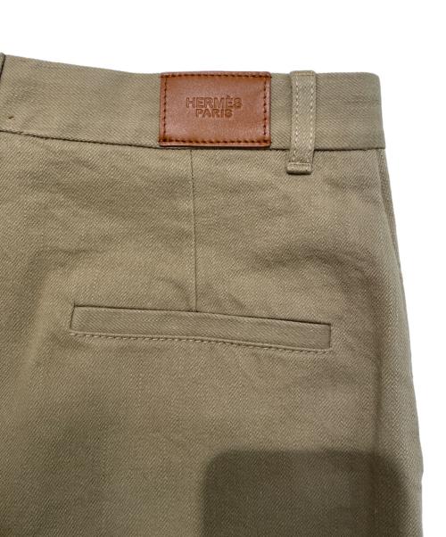 HERMES（エルメス）HERMES (エルメス) コットンワイドパンツ/レザーパッチパンツ ベージュ サイズ:38の古着・服飾アイテム