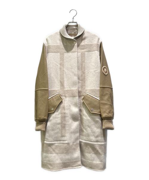 HERMES（エルメス）HERMES (エルメス) レザー切替カシミヤコート ベージュ サイズ:36の古着・服飾アイテム