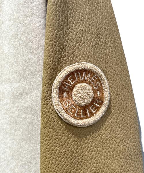 HERMES（エルメス）HERMES (エルメス) レザー切替カシミヤコート ベージュ サイズ:36の古着・服飾アイテム