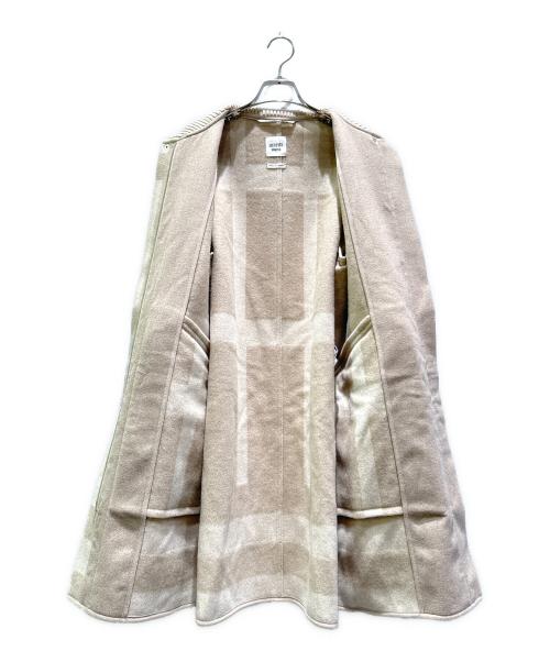 HERMES（エルメス）HERMES (エルメス) レザー切替カシミヤコート ベージュ サイズ:36の古着・服飾アイテム
