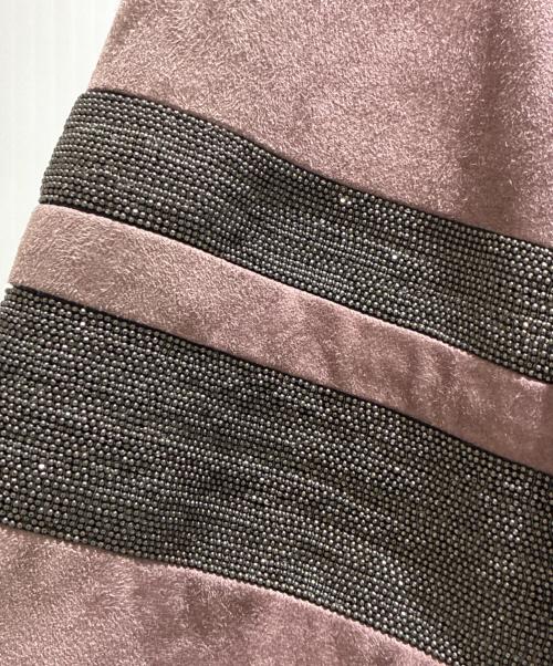 BRUNELLO CUCINELLI（ブルネロクチネリ）BRUNELLO CUCINELLI (ブルネロクチネリ) スエードノーカラージャケット パープル サイズ:38の古着・服飾アイテム