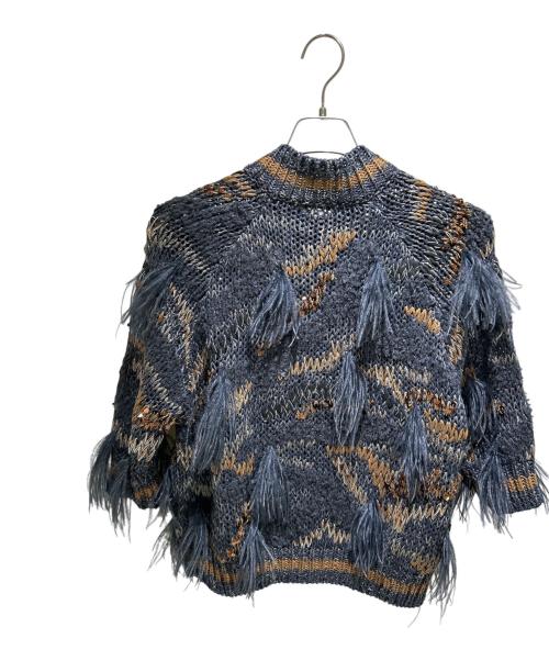 BRUNELLO CUCINELLI（ブルネロクチネリ）BRUNELLO CUCINELLI (ブルネロクチネリ) ラメフリンジニットカーディガン ネイビー サイズ:XSの古着・服飾アイテム