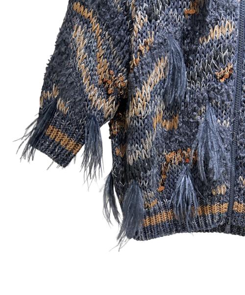 BRUNELLO CUCINELLI（ブルネロクチネリ）BRUNELLO CUCINELLI (ブルネロクチネリ) ラメフリンジニットカーディガン ネイビー サイズ:XSの古着・服飾アイテム