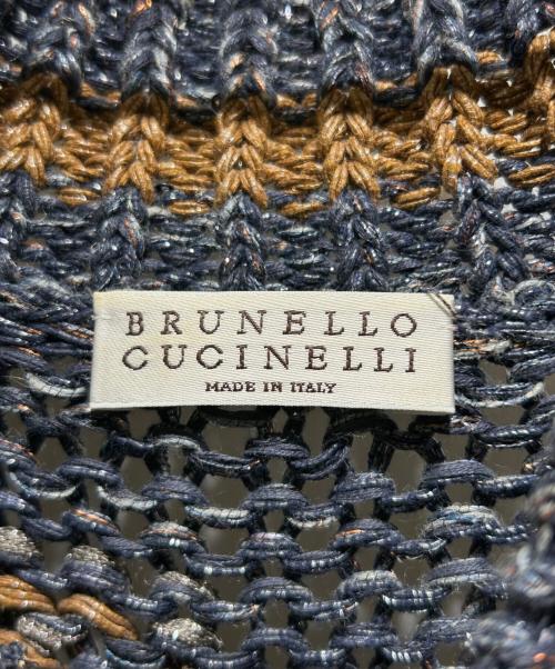 BRUNELLO CUCINELLI（ブルネロクチネリ）BRUNELLO CUCINELLI (ブルネロクチネリ) ラメフリンジニットカーディガン ネイビー サイズ:XSの古着・服飾アイテム