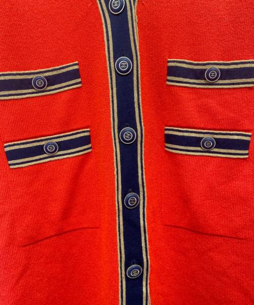 CHANEL（シャネル）CHANEL (シャネル) ココボタン カシミヤ ロングカーディガン レッド サイズ:38の古着・服飾アイテム