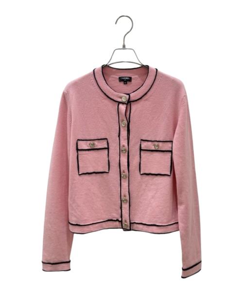 CHANEL（シャネル）CHANEL (シャネル) No.5ボタン カシミヤカーディガン ピンク サイズ:38の古着・服飾アイテム