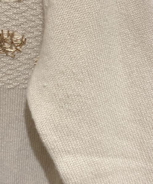 CHANEL（シャネル）CHANEL (シャネル) ビジュービーズ刺繍 カシミヤ ニットカーディガン ベージュ サイズ:36の古着・服飾アイテム