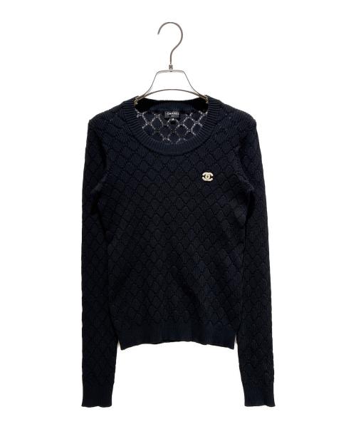 CHANEL（シャネル）CHANEL (シャネル) ココワンポイントロゴニット ブラック サイズ:38の古着・服飾アイテム