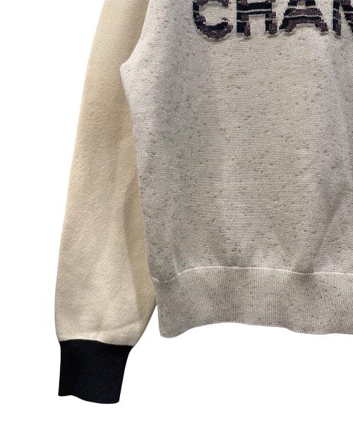 CHANEL（シャネル）CHANEL (シャネル) ラメ切替ロゴニットセーター ベージュ サイズ:38の古着・服飾アイテム