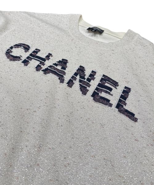 CHANEL（シャネル）CHANEL (シャネル) ラメ切替ロゴニットセーター ベージュ サイズ:38の古着・服飾アイテム