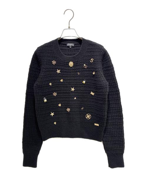 CHANEL（シャネル）CHANEL (シャネル) カンバッチロゴニット ブラック サイズ:38の古着・服飾アイテム