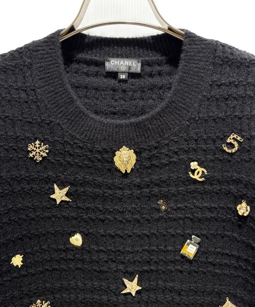 CHANEL（シャネル）CHANEL (シャネル) カンバッチロゴニット ブラック サイズ:38の古着・服飾アイテム