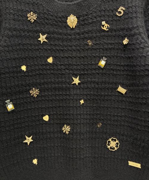 CHANEL（シャネル）CHANEL (シャネル) カンバッチロゴニット ブラック サイズ:38の古着・服飾アイテム