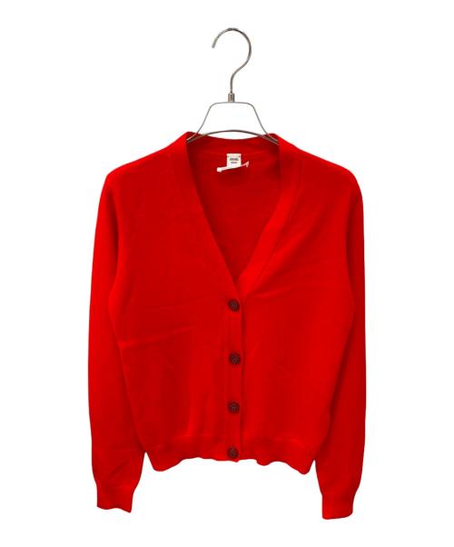 HERMES（エルメス）HERMES (エルメス) カシミヤVネックカーディガン レッド サイズ:36の古着・服飾アイテム