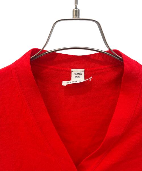 HERMES（エルメス）HERMES (エルメス) カシミヤVネックカーディガン レッド サイズ:36の古着・服飾アイテム