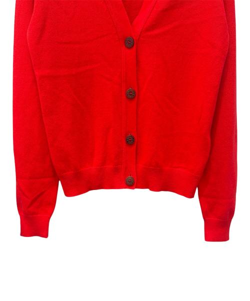 HERMES（エルメス）HERMES (エルメス) カシミヤVネックカーディガン レッド サイズ:36の古着・服飾アイテム