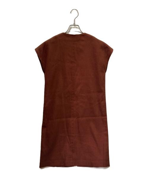 HERMES（エルメス）HERMES (エルメス) リネンノースリーブワンピース ブラウン サイズ:34の古着・服飾アイテム