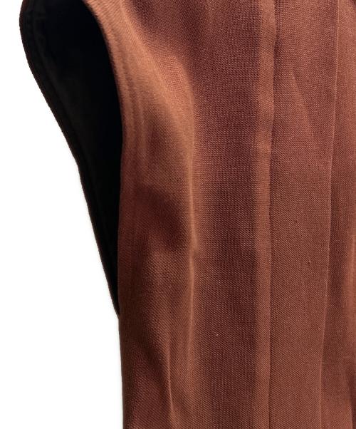 HERMES（エルメス）HERMES (エルメス) リネンノースリーブワンピース ブラウン サイズ:34の古着・服飾アイテム