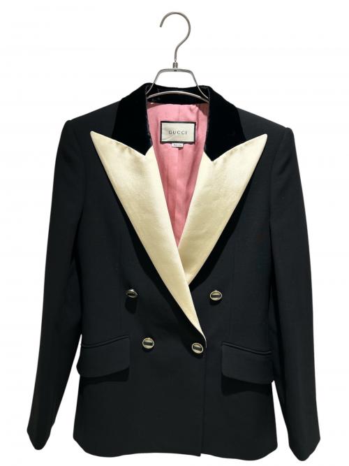 GUCCI（グッチ）GUCCI (グッチ) ダブルジャケット ブラック×ホワイト サイズ:36の古着・服飾アイテム