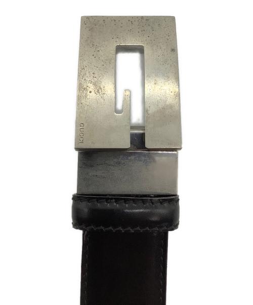GUCCI（グッチ）GUCCI (グッチ) Gロゴバックルベルト ブラック×シルバーの古着・服飾アイテム