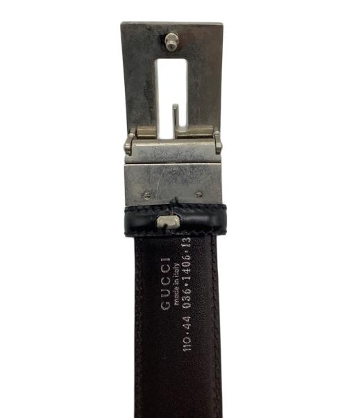 GUCCI（グッチ）GUCCI (グッチ) Gロゴバックルベルト ブラック×シルバーの古着・服飾アイテム