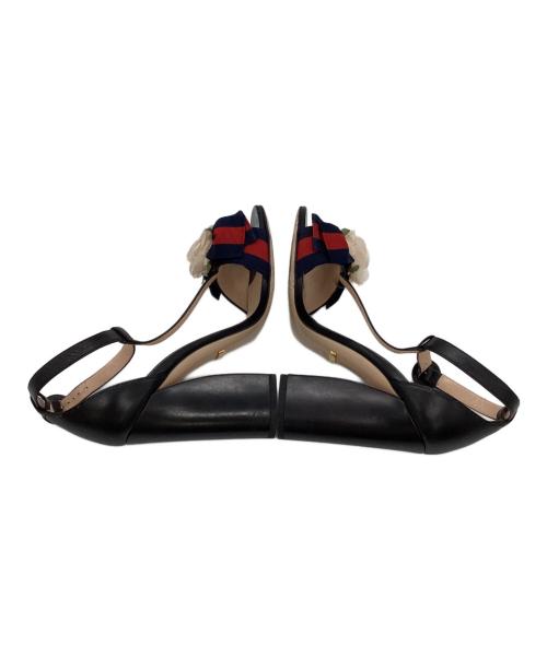 GUCCI（グッチ）GUCCI (グッチ) アンクルストラップパンプス/シェリーライン・フラワーモチーフ ブラック サイズ:SIZE 35/約22.5cmの古着・服飾アイテム